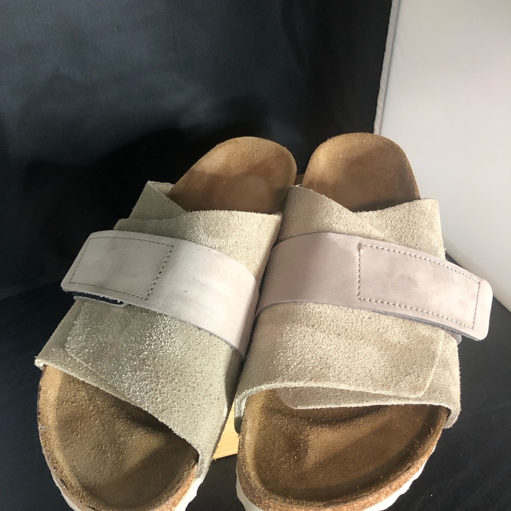 Birkenstock Brown Suede Footbed Sandals - Picture 2 of 16